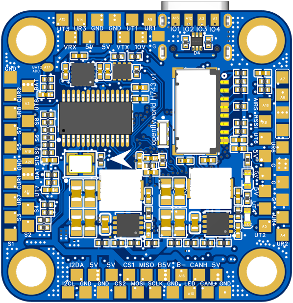 Products Openflyworld H743 V1 flight controller front view